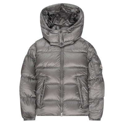 Moncler Couyere Silver Hooded Puffer Jacket