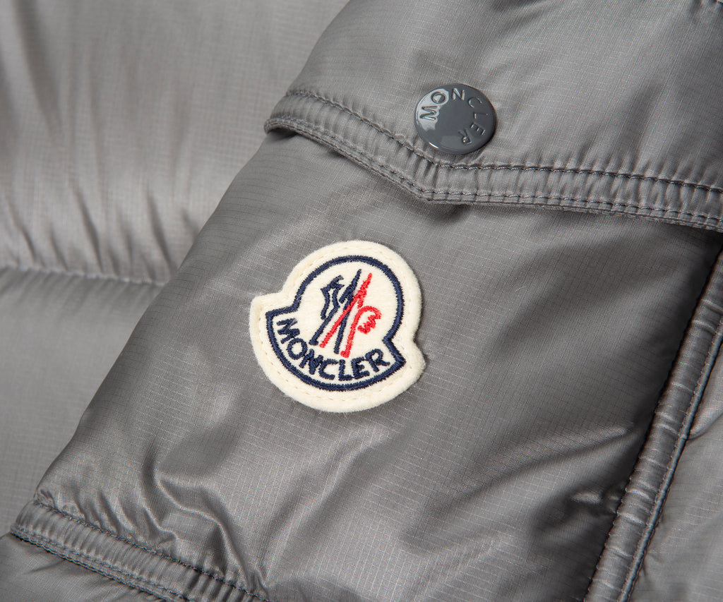 Moncler Couyere Silver Hooded Puffer Jacket