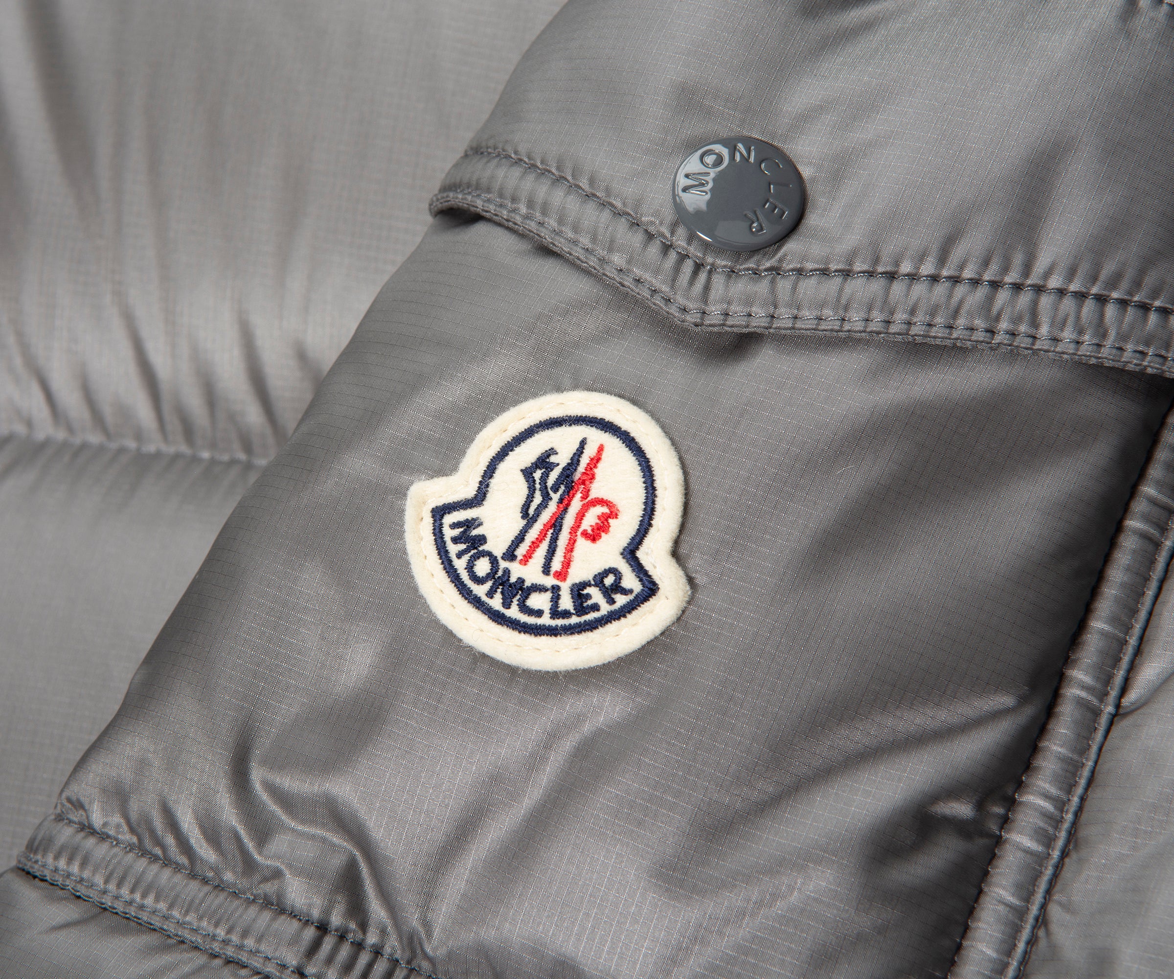 Moncler Couyere Silver Hooded Puffer Jacket