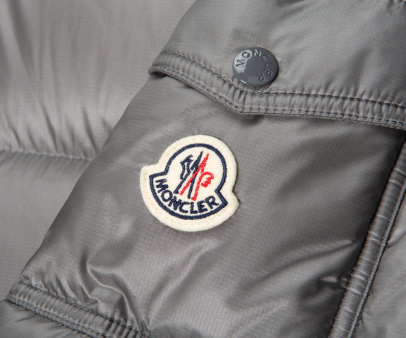 Moncler Couyere Silver Hooded Puffer Jacket