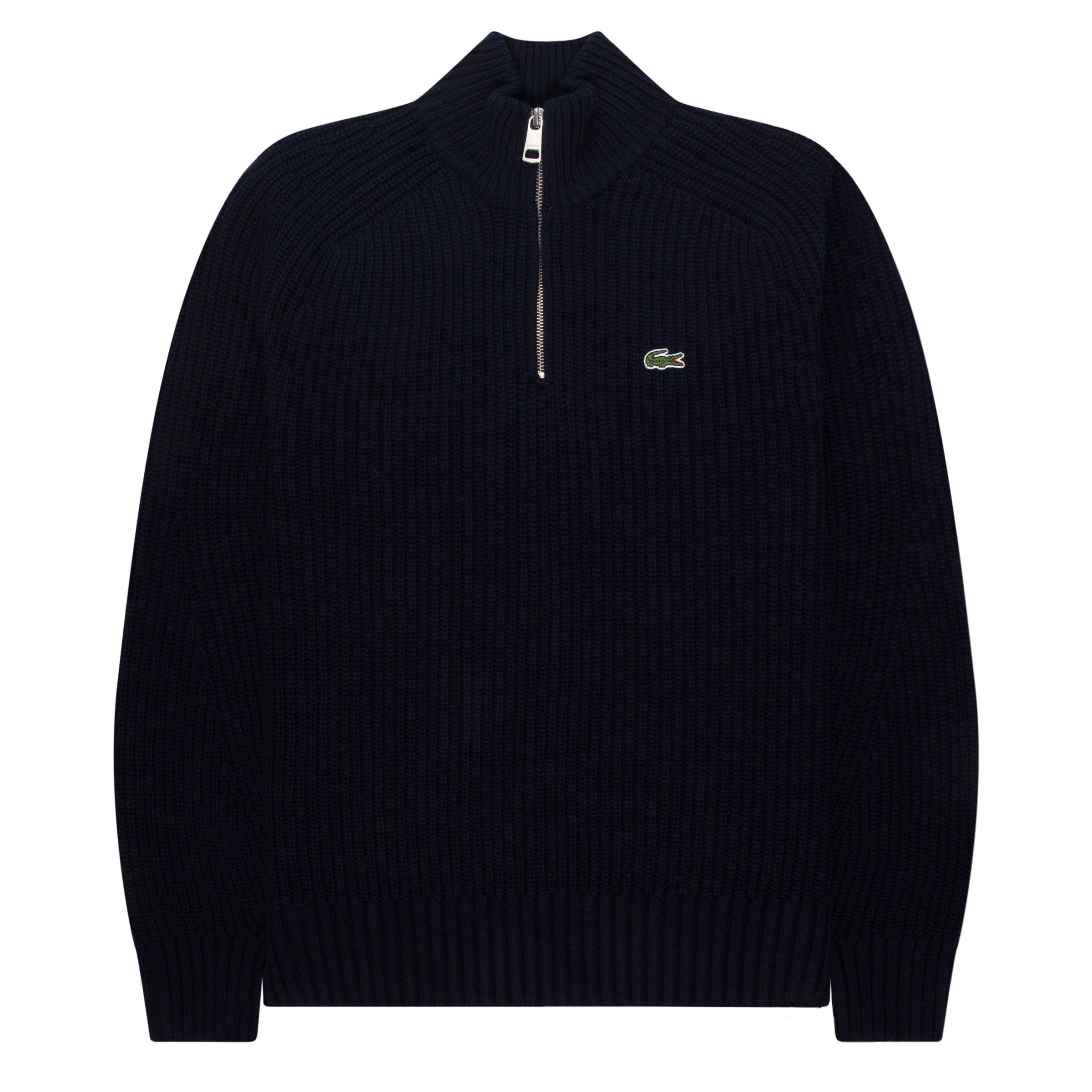 Lacoste Navy Carded Wool 1/4 Zip Sweater