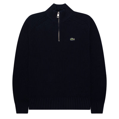 Lacoste Navy Carded Wool 1/4 Zip Sweater