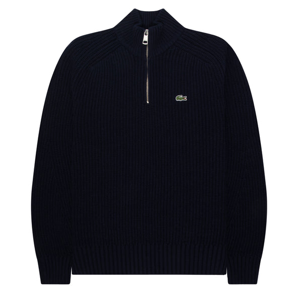 Lacoste Navy Carded Wool 1/4 Zip Sweater