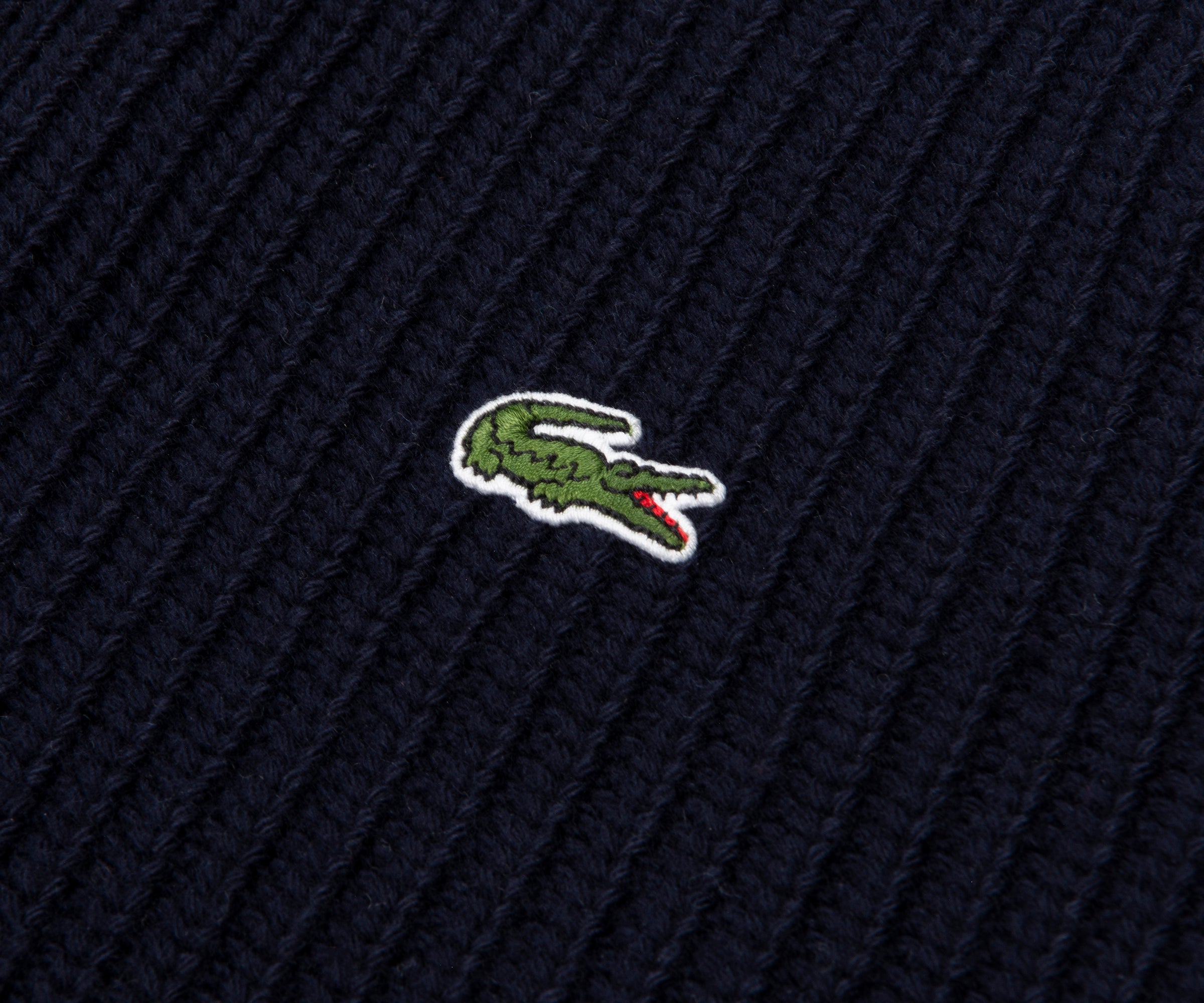 Lacoste Navy Carded Wool 1/4 Zip Sweater