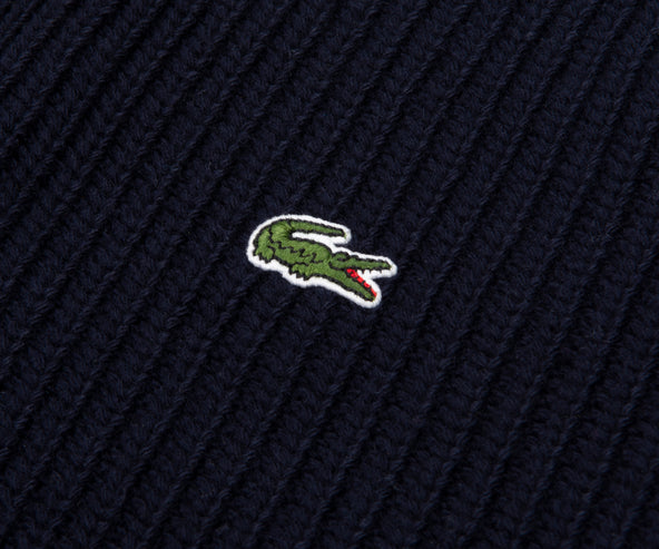Lacoste Navy Carded Wool 1/4 Zip Sweater