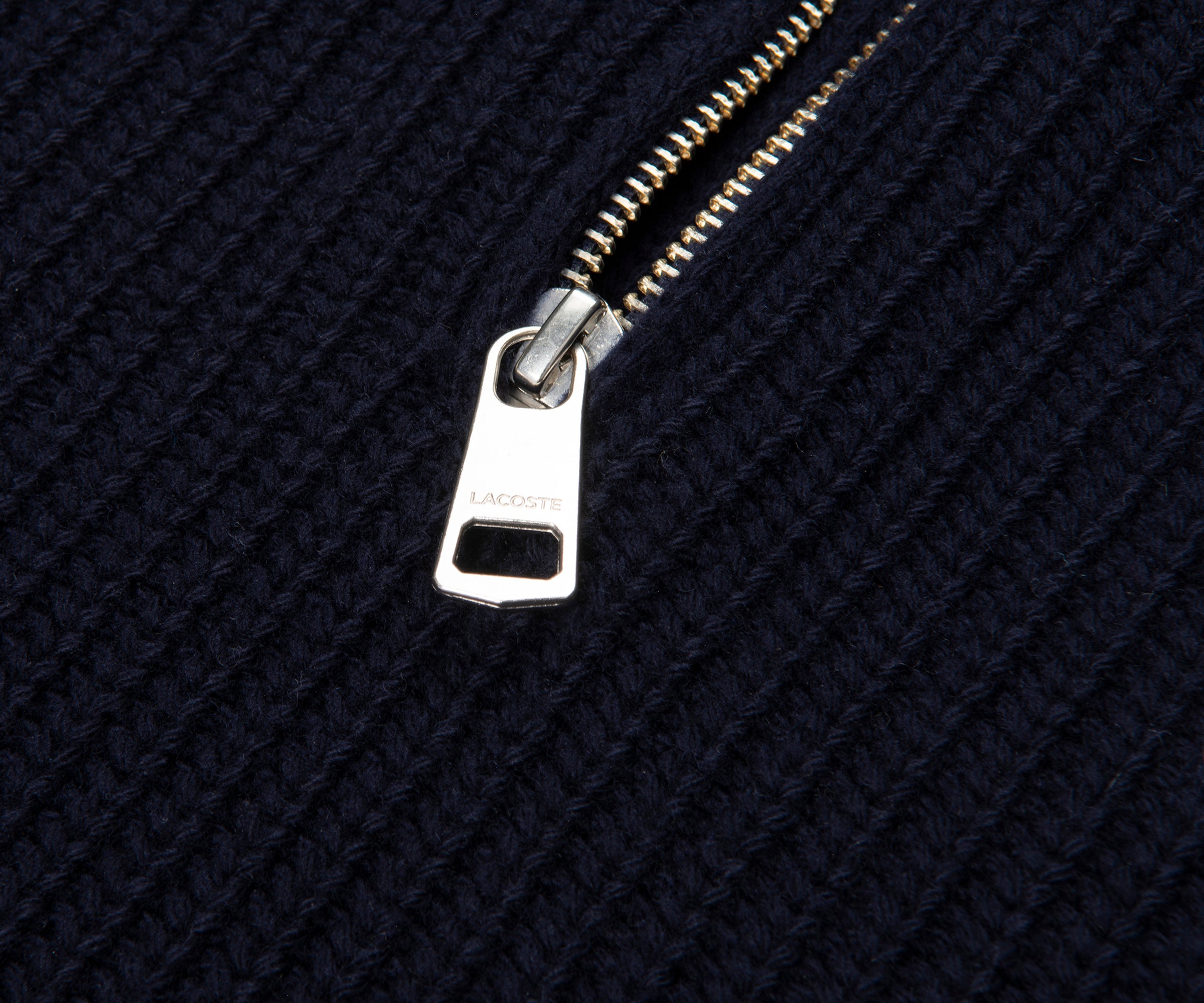 Lacoste Navy Carded Wool 1/4 Zip Sweater