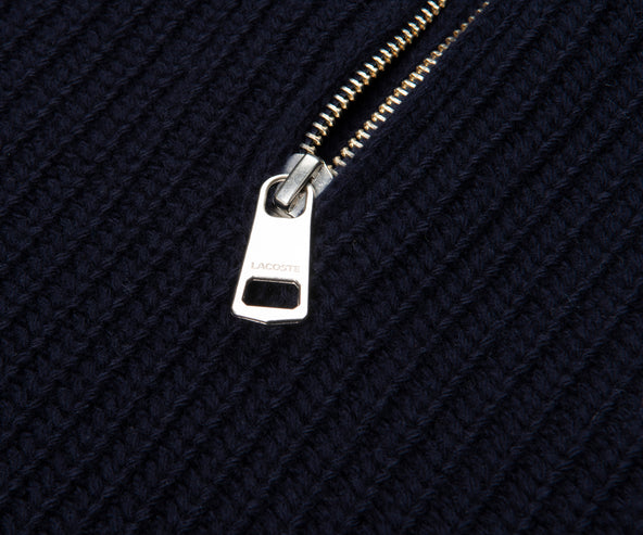 Lacoste Navy Carded Wool 1/4 Zip Sweater