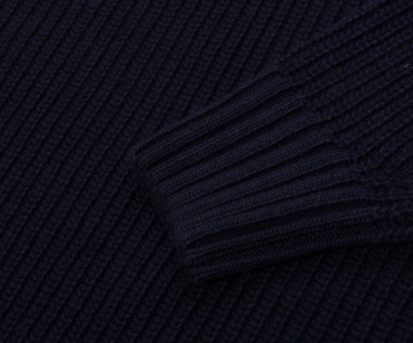 Lacoste Navy Carded Wool 1/4 Zip Sweater