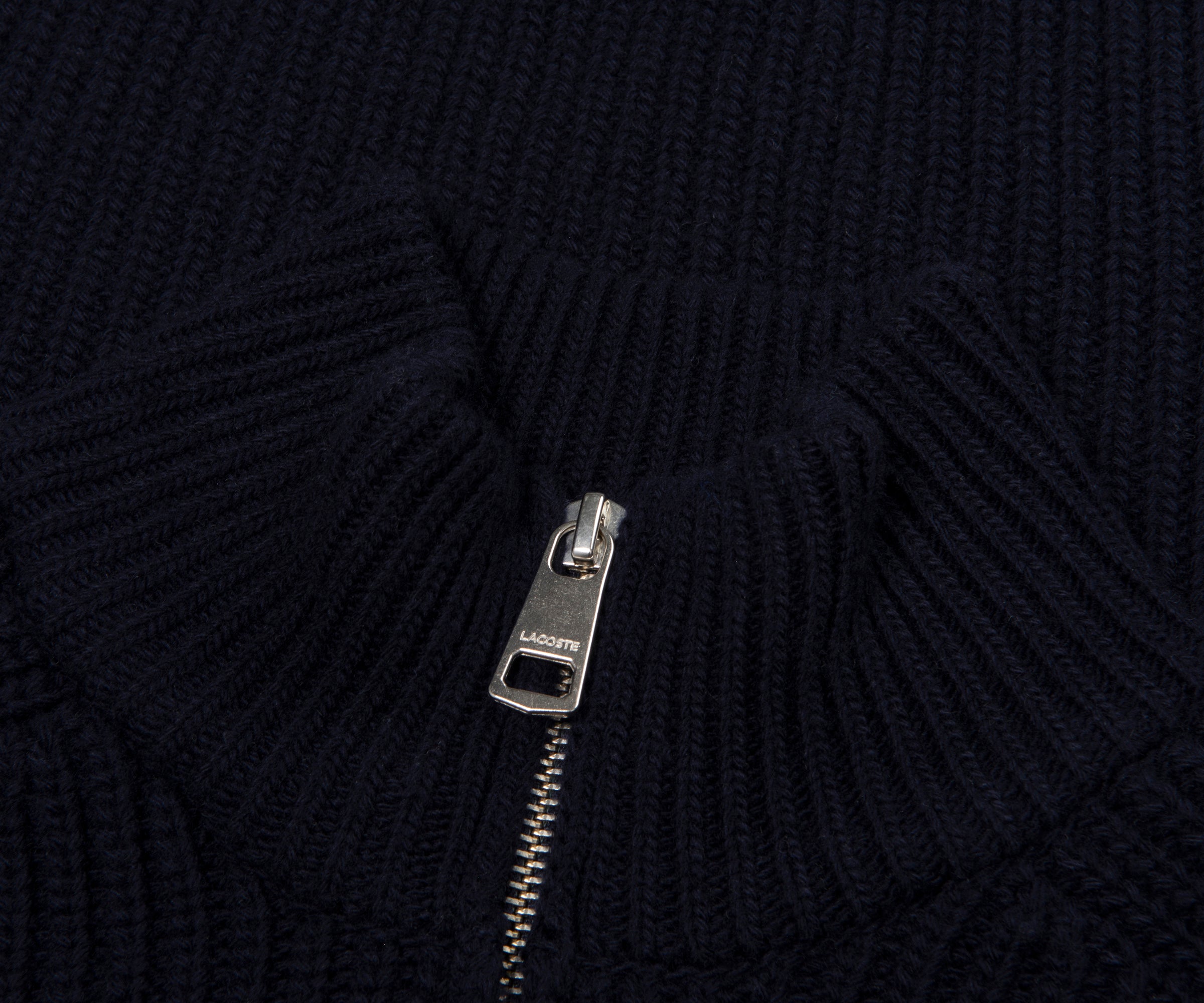 Lacoste Navy Carded Wool 1/4 Zip Sweater