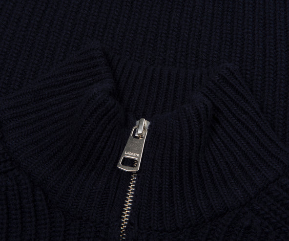 Lacoste Navy Carded Wool 1/4 Zip Sweater