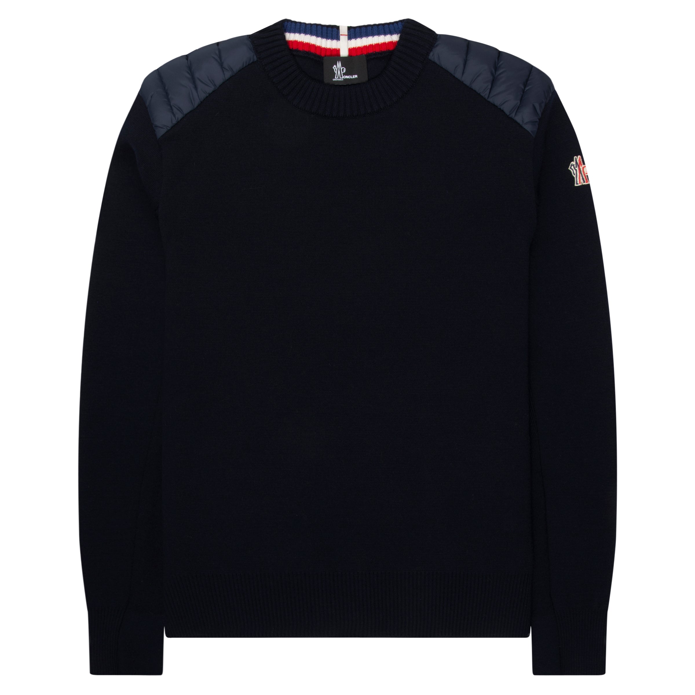 Moncler Grenoble Navy Shoulder Padded Knitted Sweater