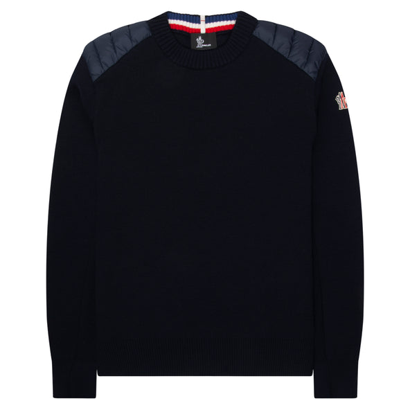 Moncler Grenoble Navy Shoulder Padded Knitted Sweater