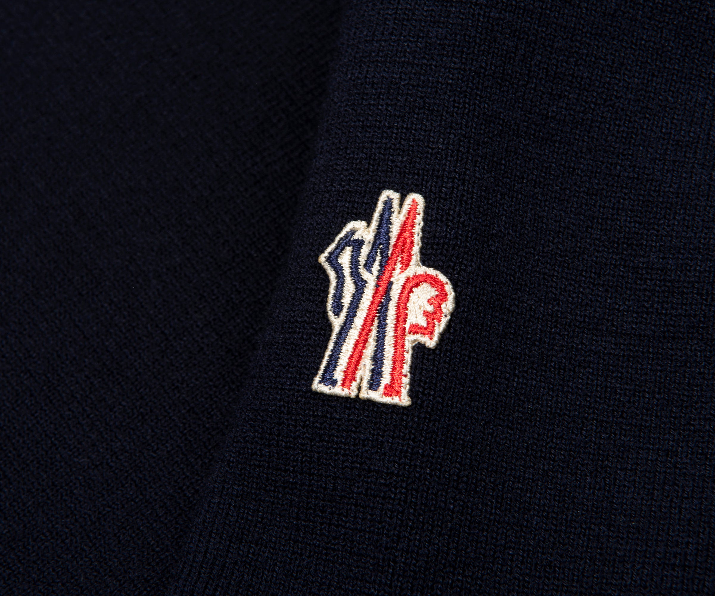 Moncler Grenoble Navy Shoulder Padded Knitted Sweater