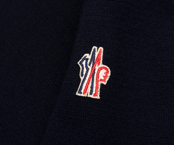 Moncler Grenoble Navy Shoulder Padded Knitted Sweater