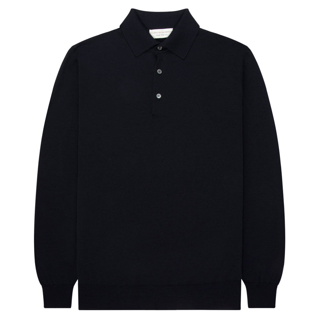Filippo De Laurentiis Navy Merino Wool Polo