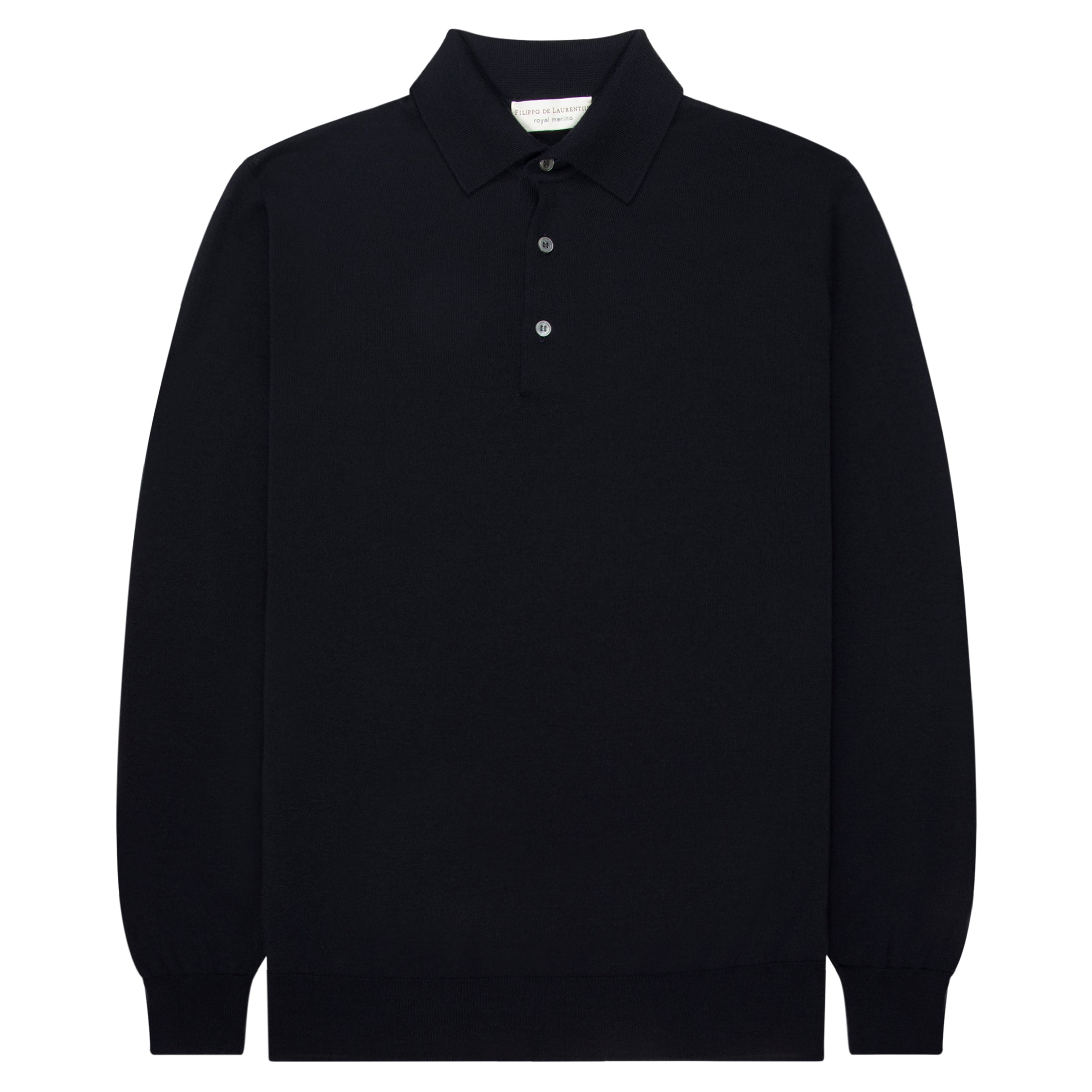 Filippo De Laurentiis Navy Merino Wool Polo