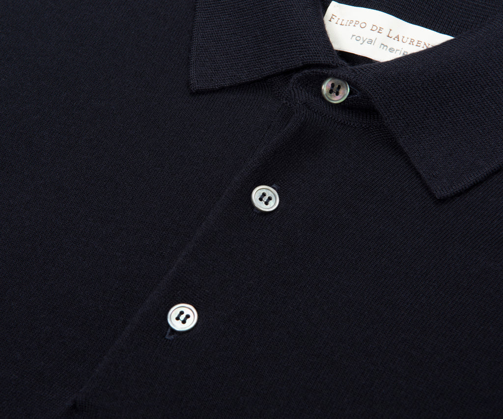 Filippo Navy Merino Wool Polo