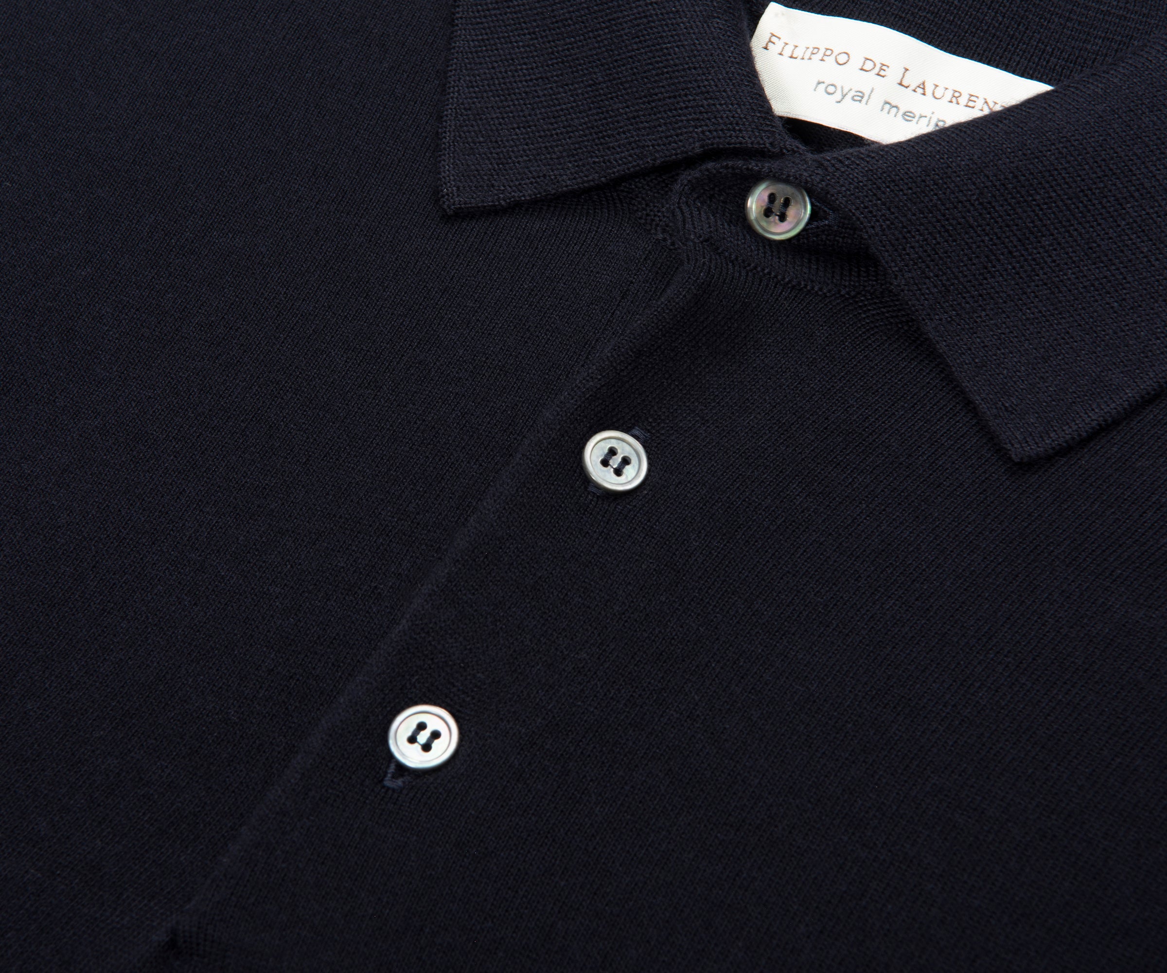 Filippo Navy Merino Wool Polo