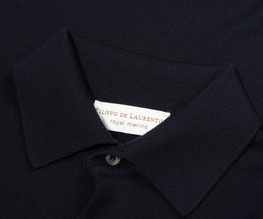 Filippo Navy Merino Wool Polo