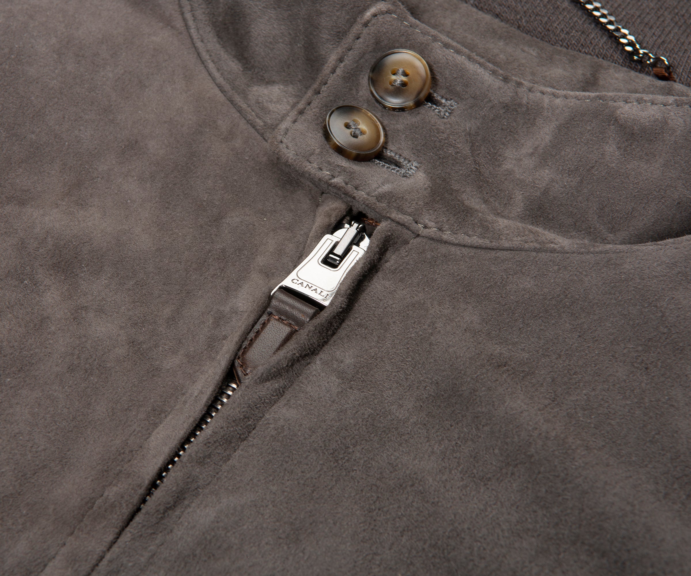 Canali Brown Hybrid Suede/ Wool Bomber Jacket