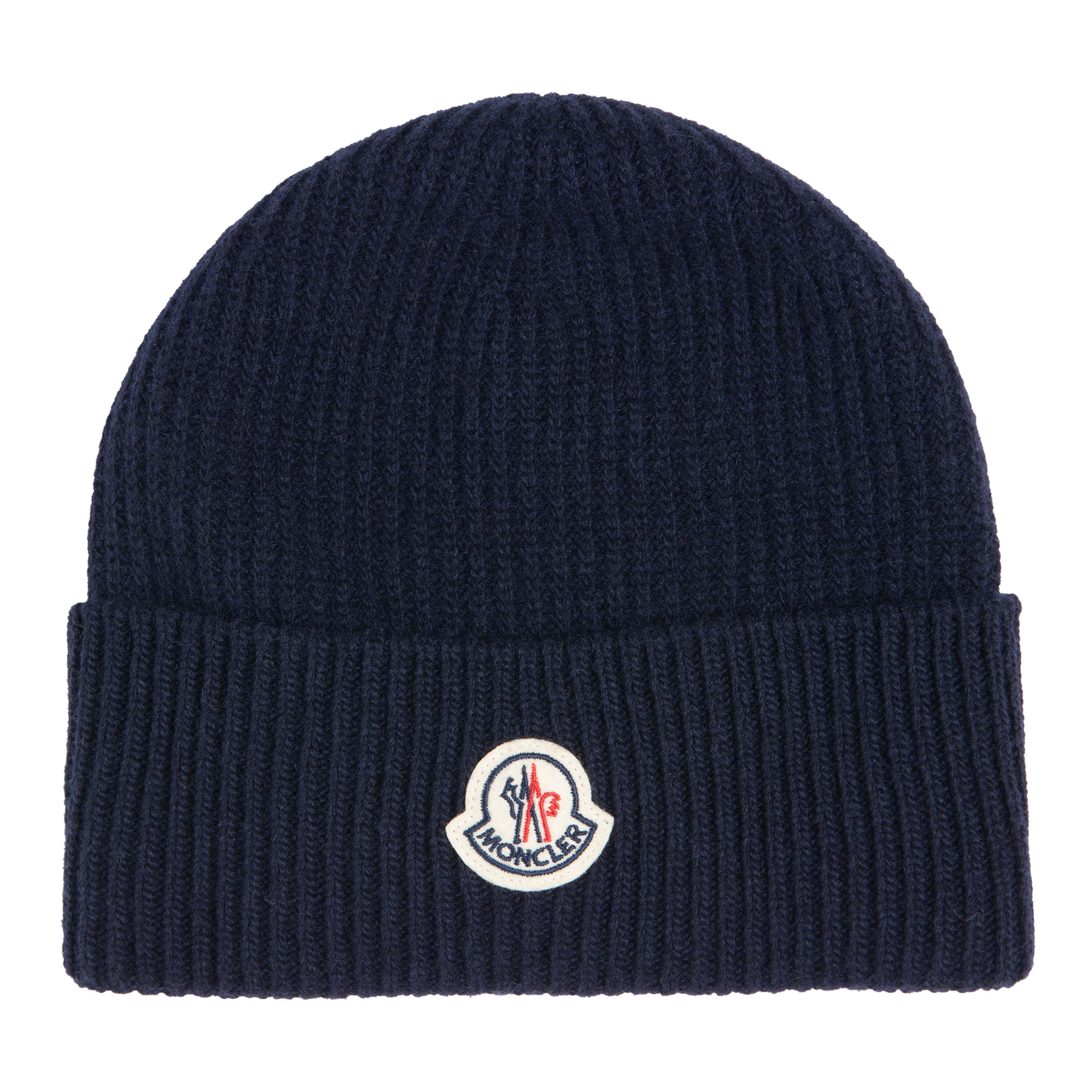 Moncler blue beanie with brand logo