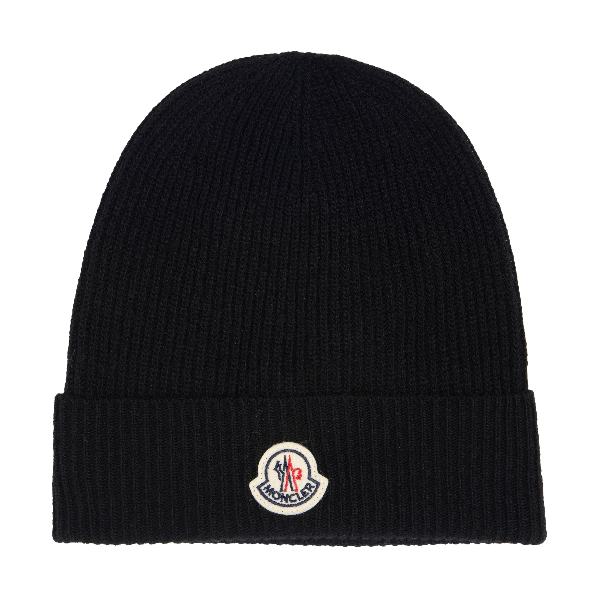 Moncler Black beanie with a brand logo