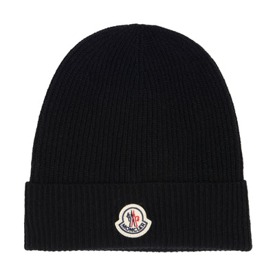 Moncler Black beanie with a brand logo