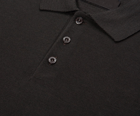 Stone Island Ghost Brown Long Sleeve Knit Polo
