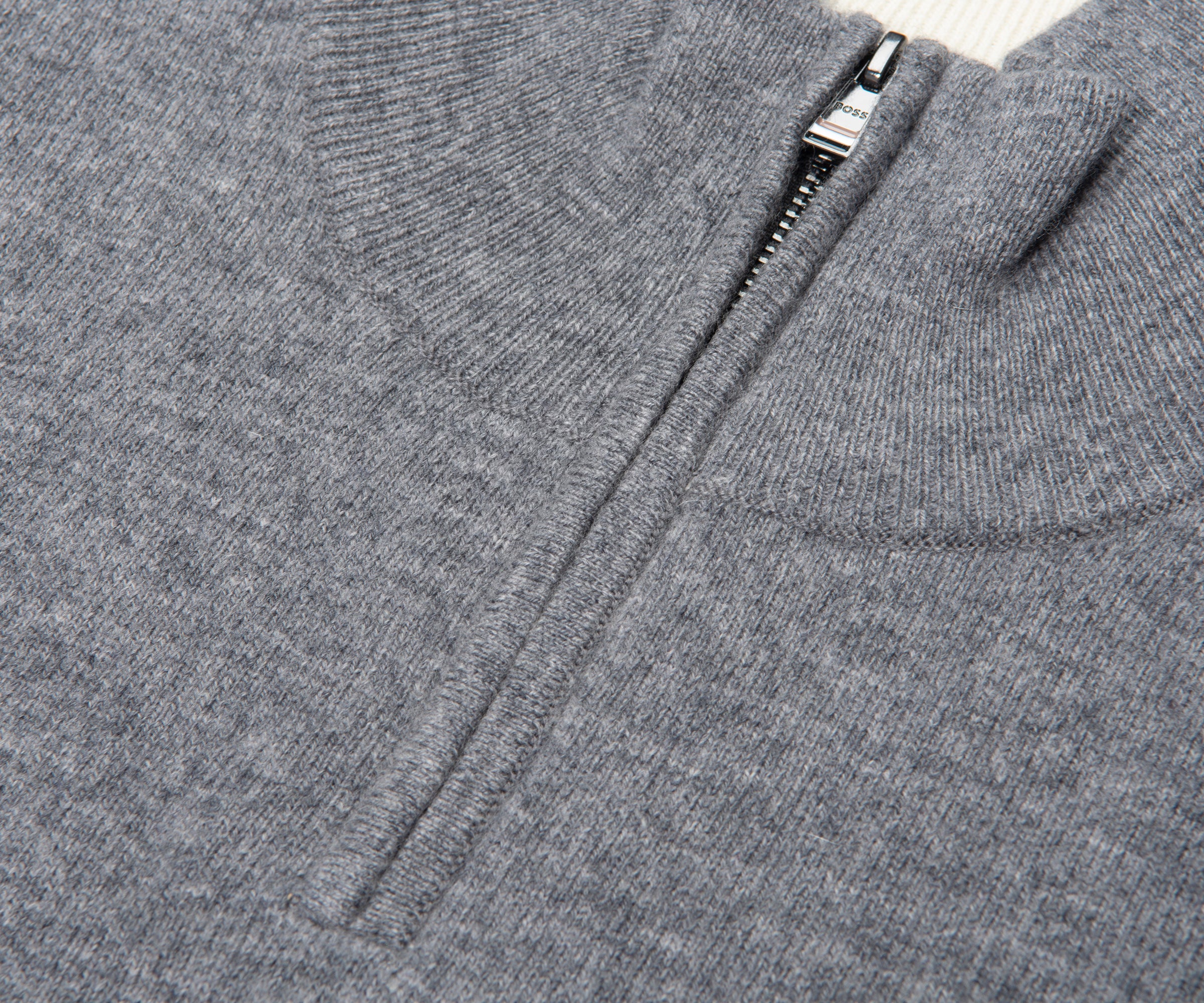 Boss H Hermalo Grey Woolen 1/4 Zip Sweater