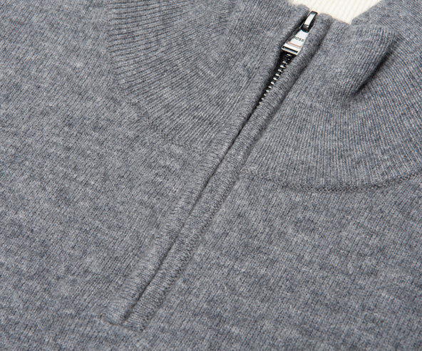 Boss H Hermalo Grey Woolen 1/4 Zip Sweater