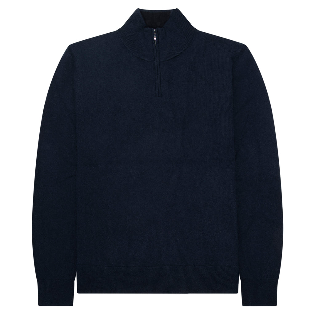 Boss H Hermalo Navy Woolen 1/4 Zip Sweater