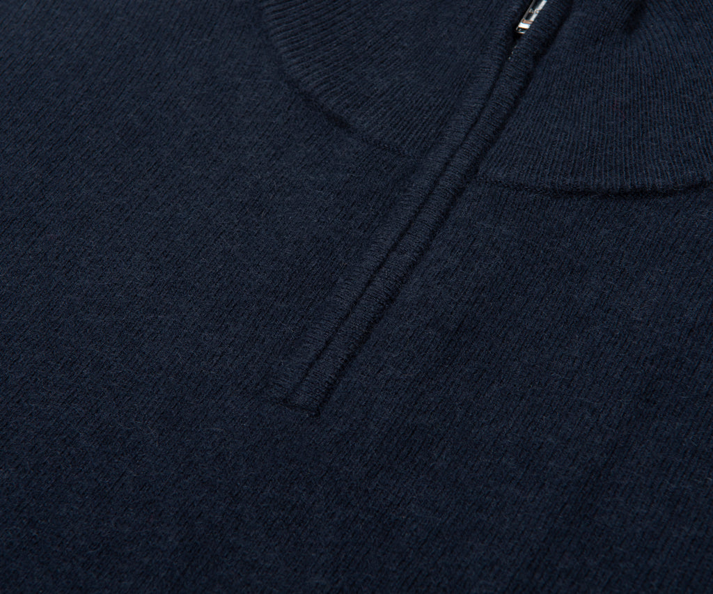 Boss H Hermalo Navy Woolen 1/4 Zip Sweater