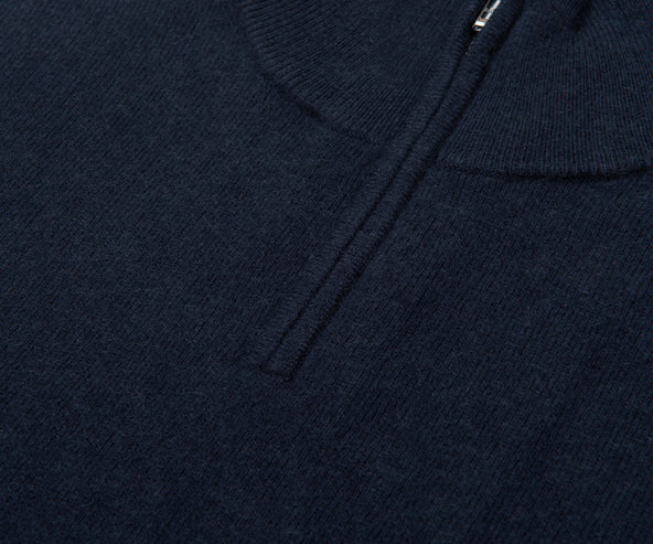 Boss H Hermalo Navy Woolen 1/4 Zip Sweater