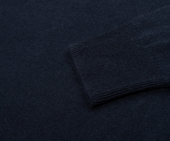 Boss H Hermalo Navy Woolen 1/4 Zip Sweater