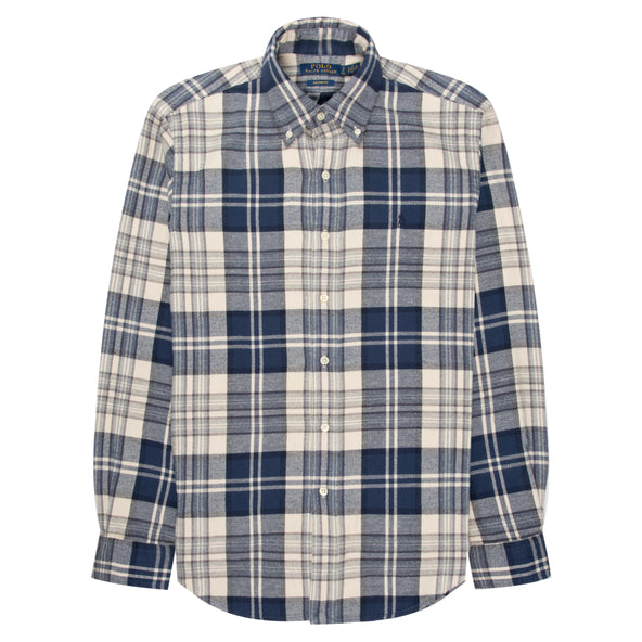 Polo Ralph Lauren Blue/White Plaid Soft Wool Shirt