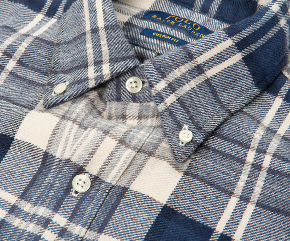 Polo Ralph Lauren Blue/White Plaid Soft Wool Shirt