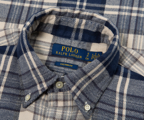 Polo Ralph Lauren Blue/White Plaid Soft Wool Shirt