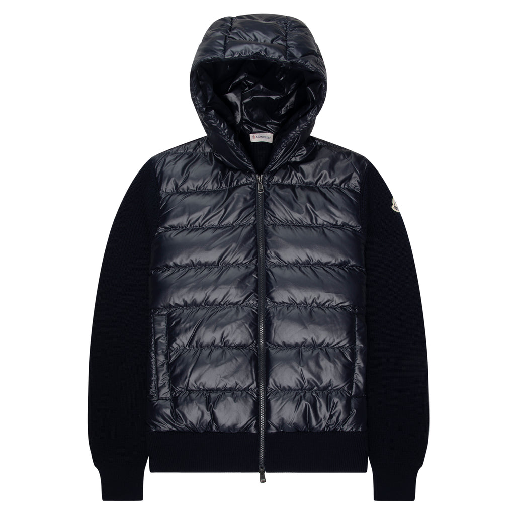 Moncler Navy Padded Wool Zip-Up Hoodie