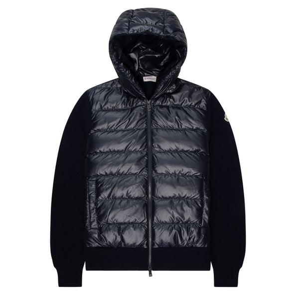 Moncler Navy Padded Wool Zip-Up Hoodie