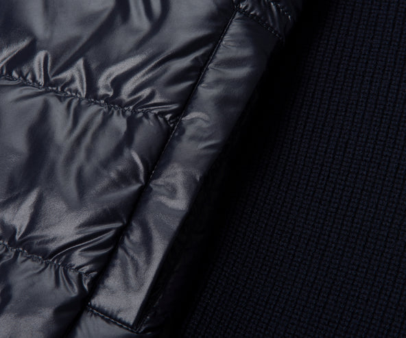 Moncler Navy Padded Wool Zip-Up Hoodie