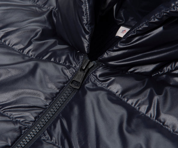 Moncler Navy Padded Wool Zip-Up Hoodie