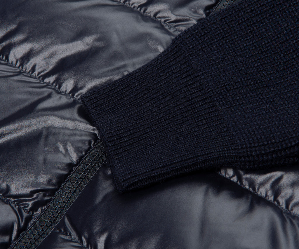 Moncler Navy Padded Wool Zip-Up Hoodie