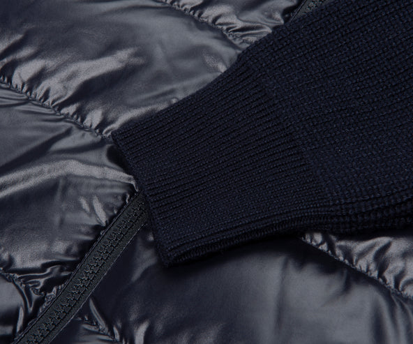 Moncler Navy Padded Wool Zip-Up Hoodie