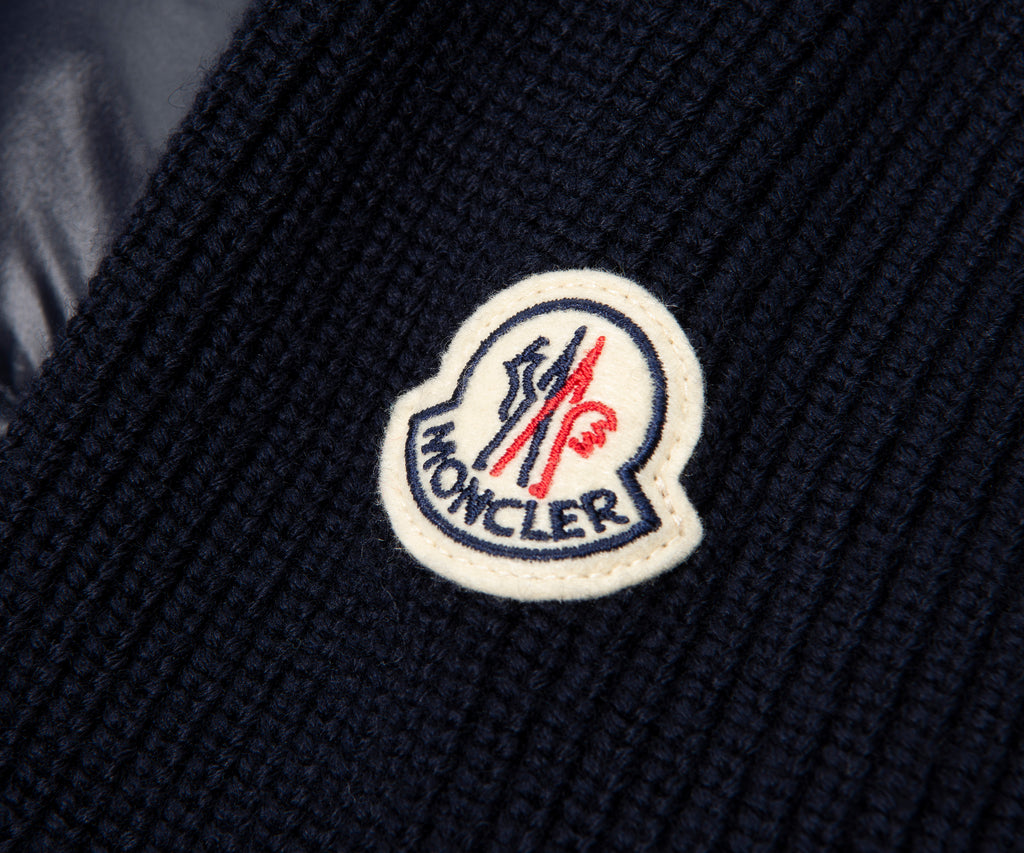 Moncler Navy Padded Wool Zip-Up Hoodie