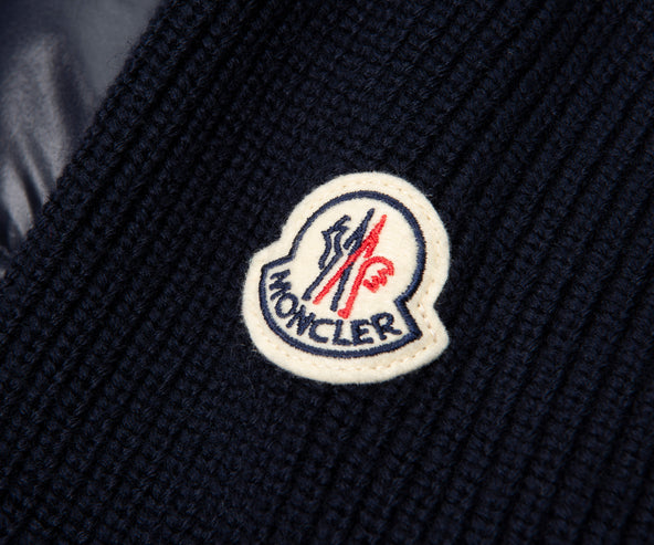 Moncler Navy Padded Wool Zip-Up Hoodie