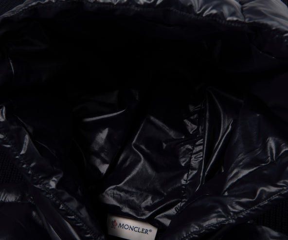 Moncler Navy Padded Wool Zip-Up Hoodie