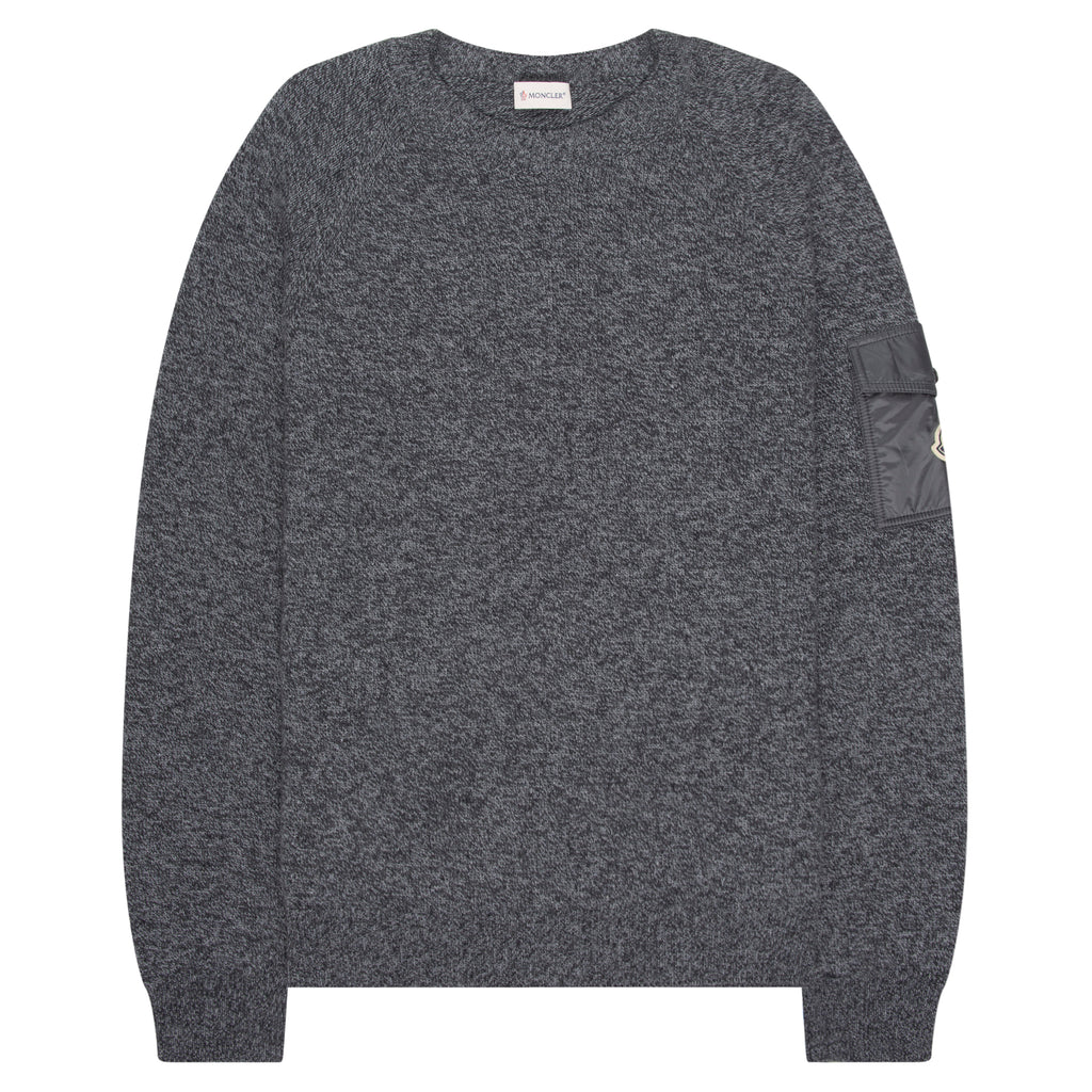 Moncler Grey Speckled Nylon Pocket Jumper