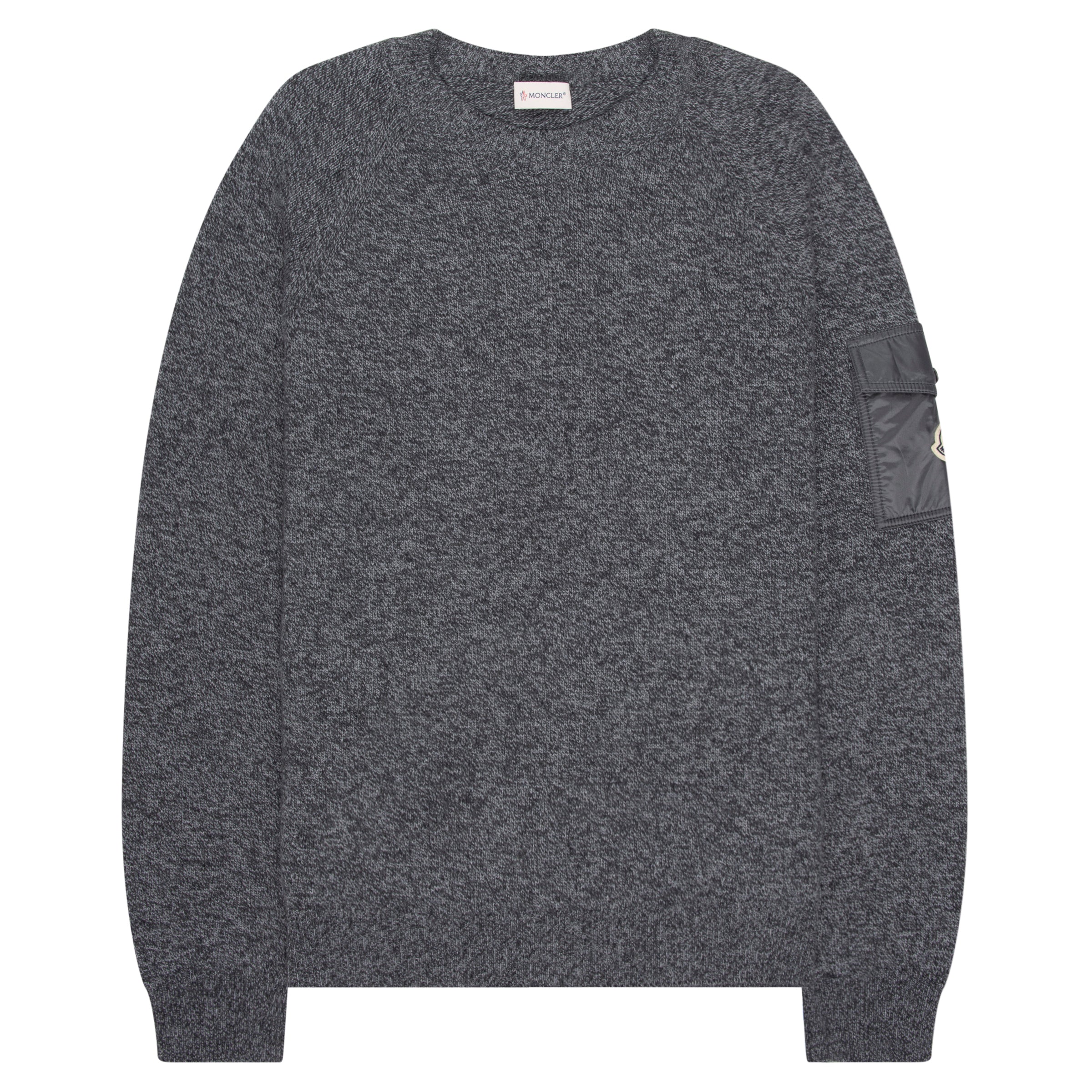 Moncler Grey Speckled Nylon Pocket Jumper