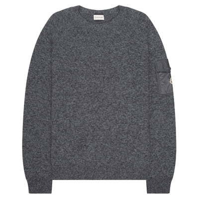 Moncler Grey Speckled Nylon Pocket Jumper