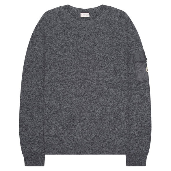 Moncler Grey Speckled Nylon Pocket Jumper